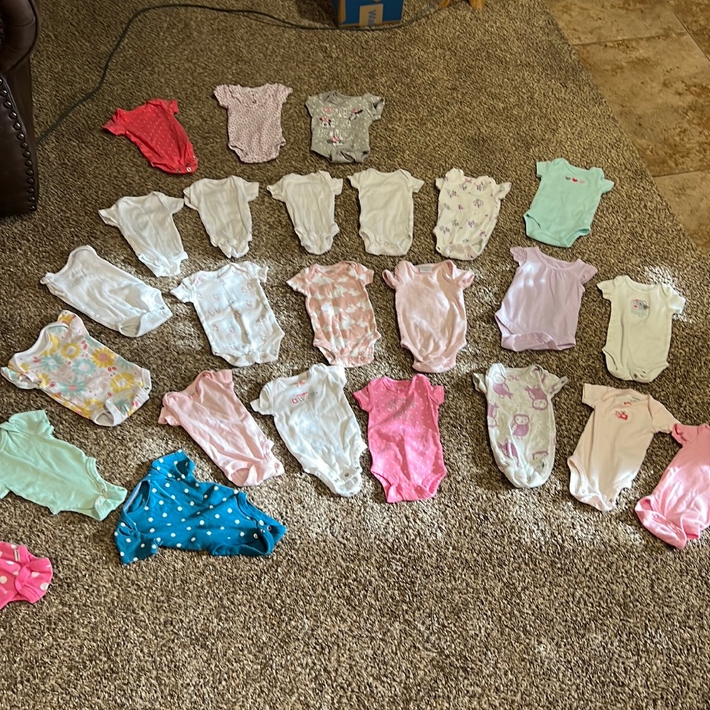 Newborn baby girl short sleeve onesies